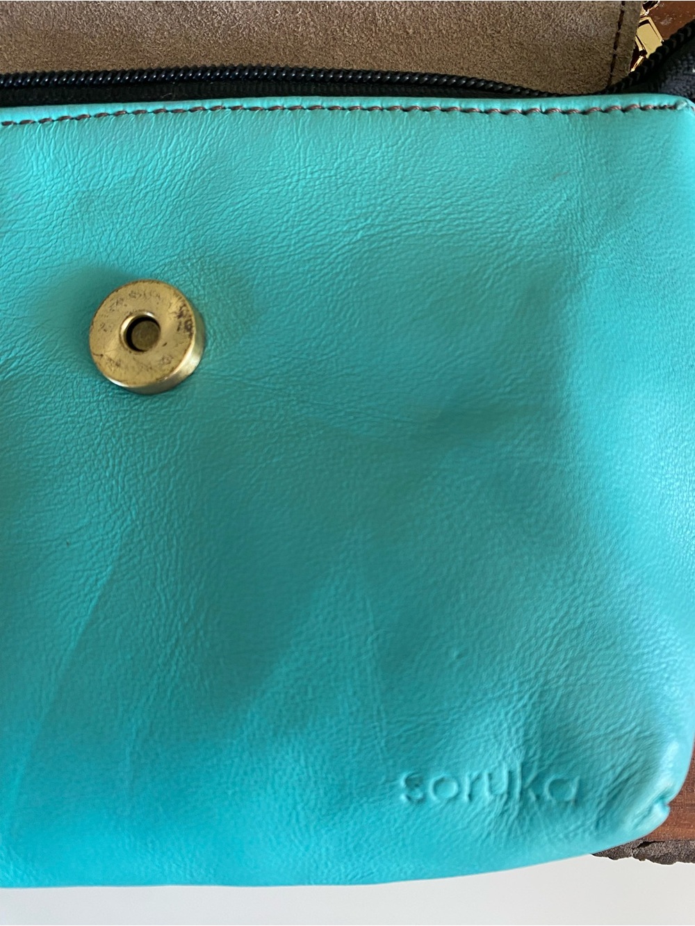 Soruka Turquoise Leather Crossbody Bag - Picture 6 of 8